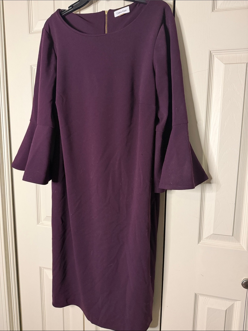 Calvin Klein Plum Bell-Sleeve Midi Dress